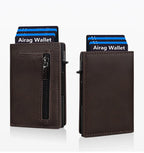 Rfid Blocking Pop Up Minimalist Wallet Magnetic Credit Card Holder Luxury Men Wallet Leather Bank Cardholder Case Vallet for Men