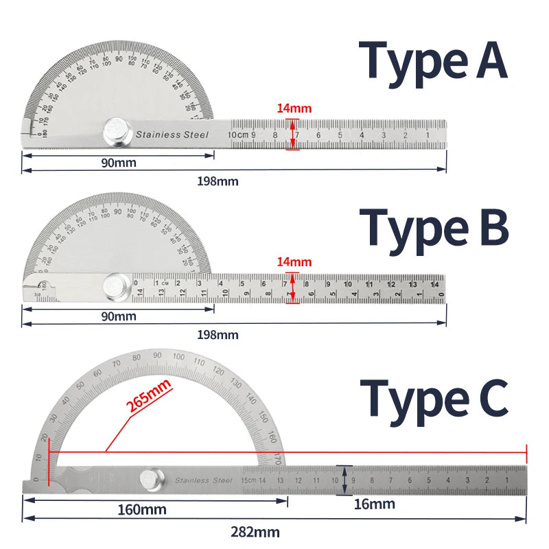 Goniometer Stainless Steel Protractor Metal Ruler Multi Angle Measuring Ruler Carpentry Tool Angle Meter Angle Finder Goniometro