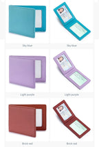 Thin Minimalist Bifold Design Driver's Licence Cover Genuine Leather ID Badge Window Slot Credit and Debit Vaccinum Cards Holder