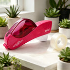 Handheld Tape Dispenser, Pink Auto Tape Cutter with 1 Roll Tape, Fits 12mm/19mm Tape, Portable Tape Holder for Office, School, D