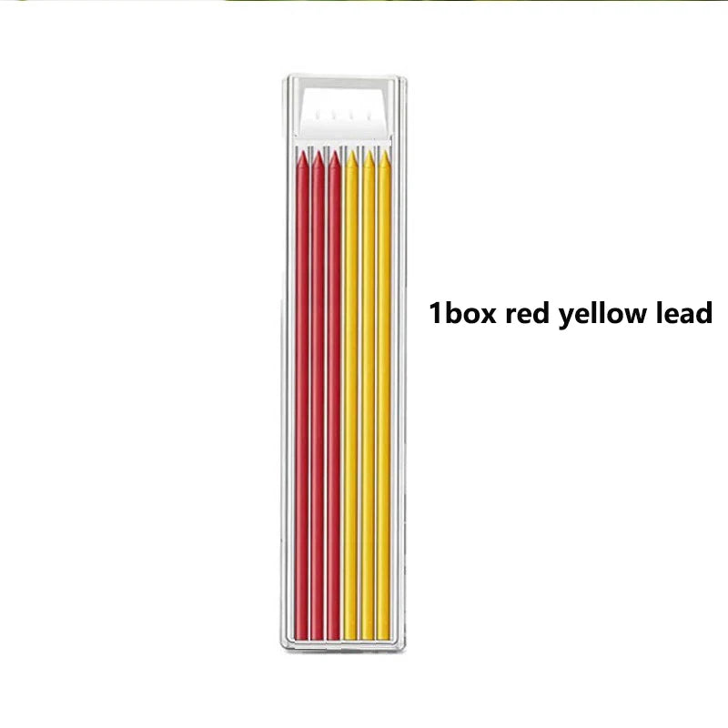 5 Colors 2.8mm Solid Woodworking Mechanical Pencil with Pen Cover 2B Black Yellow Red Lead Long Headed Carpenter Marking Pencil