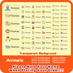 Custom Transparent Self-adhesive Baby Name Sticker Customised Kindergarten Tag in Hebrew Personalized Waterproof Stickers Label