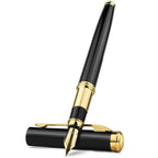 STONEGO 0.38mm Extra Fine Nib Fountain Pen, Black Metal Calligraphy Writing Gift Pen