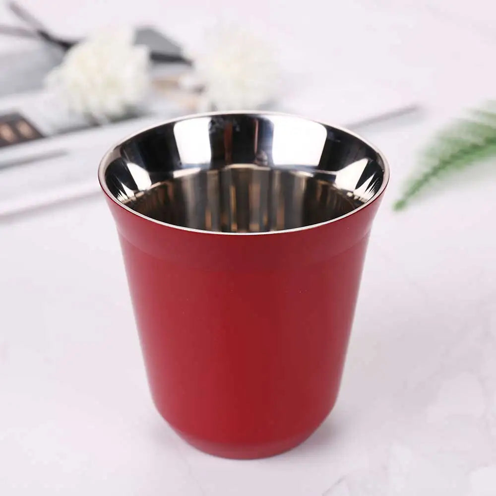 160ML 304 Espresso Mugs Stainless Steel Coffee Milk Water Drink Breakfast Cups Insulated Double Wall Safe Texture