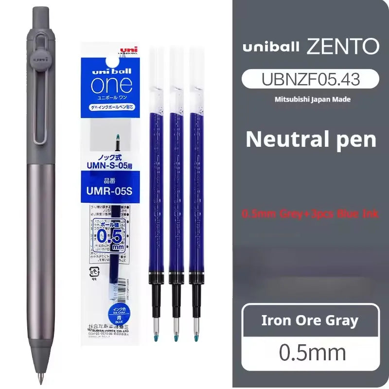 New Uni uniball Zento Flow Metal Rollerball Pen Aluminum Grip Gel Pens 0.5mm Water-Based Black Ink Ultra Smooth Writing Japan