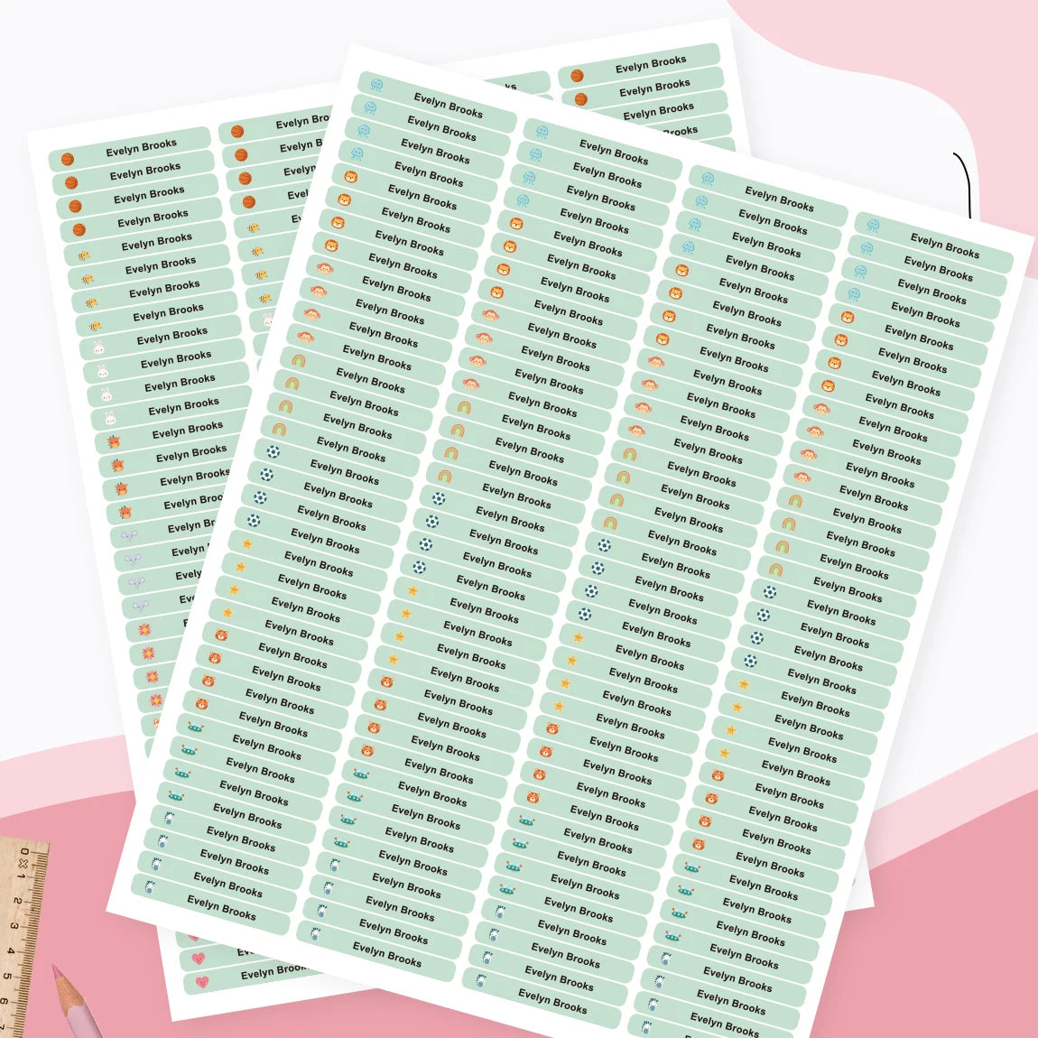 280PCS Personalized Name Stickers Long Strip Pencil Labels Custom Waterproof Self Adhesive Name Labels for Bottles Notebooks