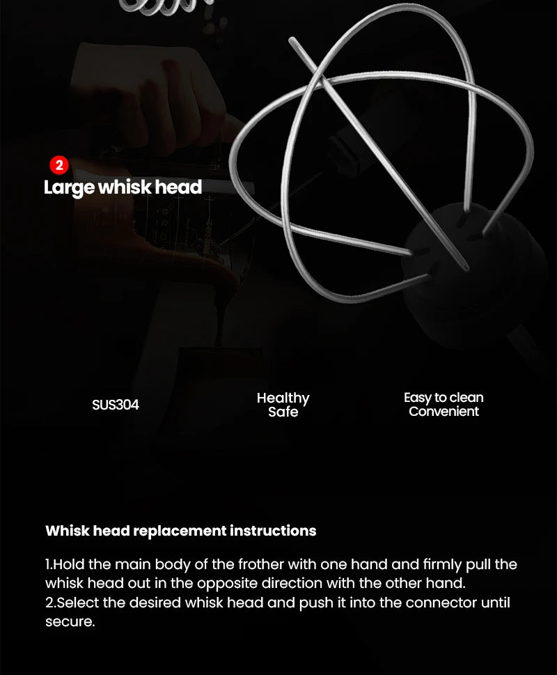 MHW-3BOMBER Electric Milk Frother Dual Whisk Heads Handheld Foam Maker Type-c Rechargeable Coffee Latte Cappuccino Mixer
