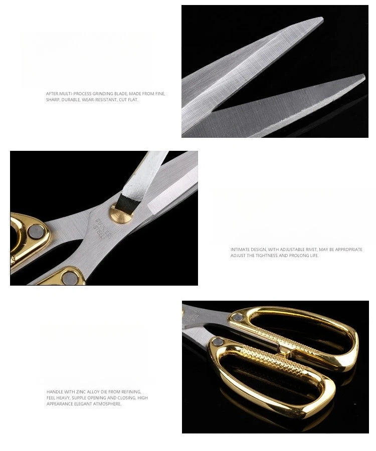 Multi-Purpose Diamond Pattern Stainless Steel Household Scissors Alloy Handle Powerful Shears for Home Craft Office Use