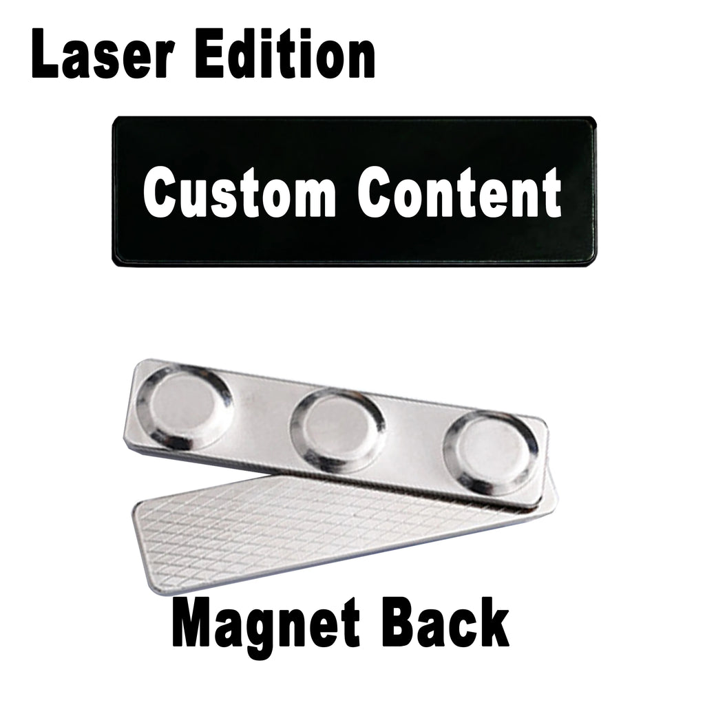 Stainless Steel Custom Name Tag with Pin Clip - Engraved Personalized Work Badge Business Identification Metal ID Name Plate