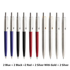 10 Pcs/Set Metal Ballpoint Pens Automatic Ball Pen G2 Refill Black Blue Ink For School Office Stationery Supplies Writing 0.7mm