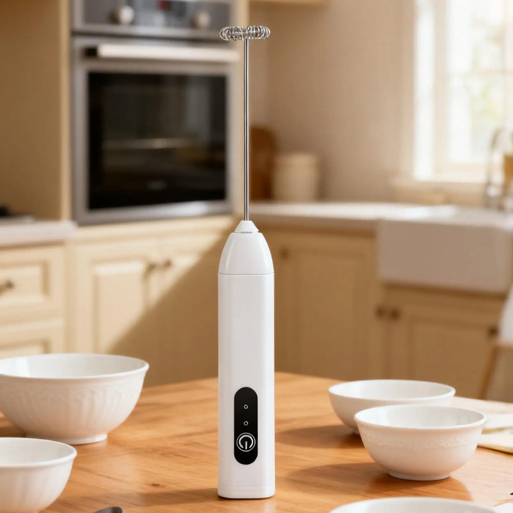 Handheld Milk Frother Wand Rechargeable Foam Stirrer Whisk Cappuccino Foam Maker for Milk Latte Chocolate Coffee Cafe Home