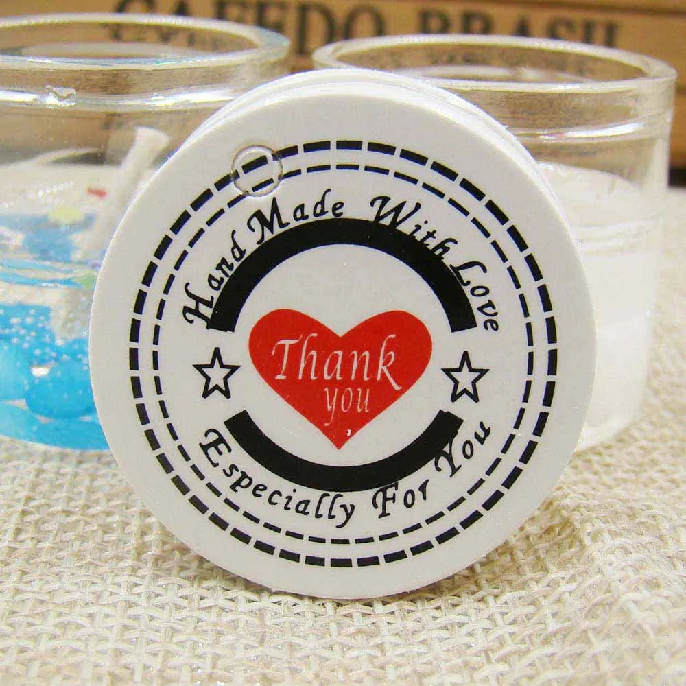 various paper gift hang tag 100pcs per lot thank you kraft gift packing tag handmade with love products price tag