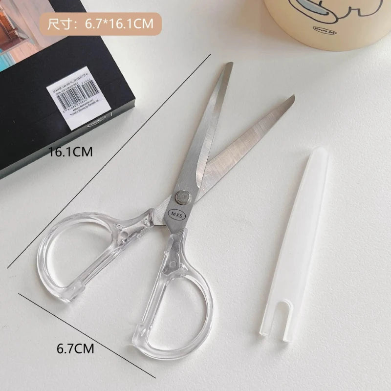 Ins Simple Office Scissors, Transparent Planner, Portable Handcrafted Scissors, Student Art Paper-cutting Knives Wholesale