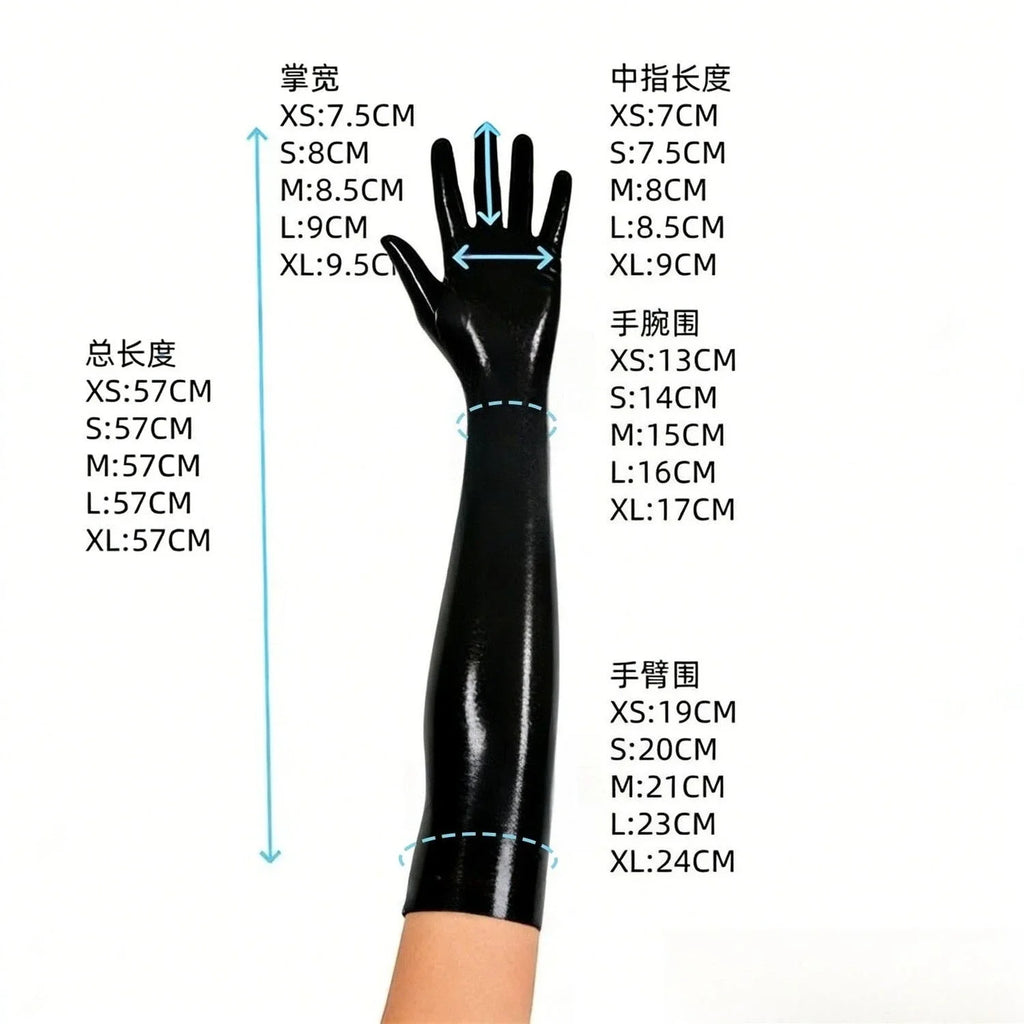 Transparent black Latex Gloves Women's Full Finger Rubber Gloves Wear