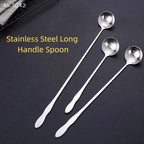 pogyrt Stainless Steel Long Handle Stir Spoon For Cocktails, Ice Coffee, And Tea - Mixing Spoon With Easy Grip Handle