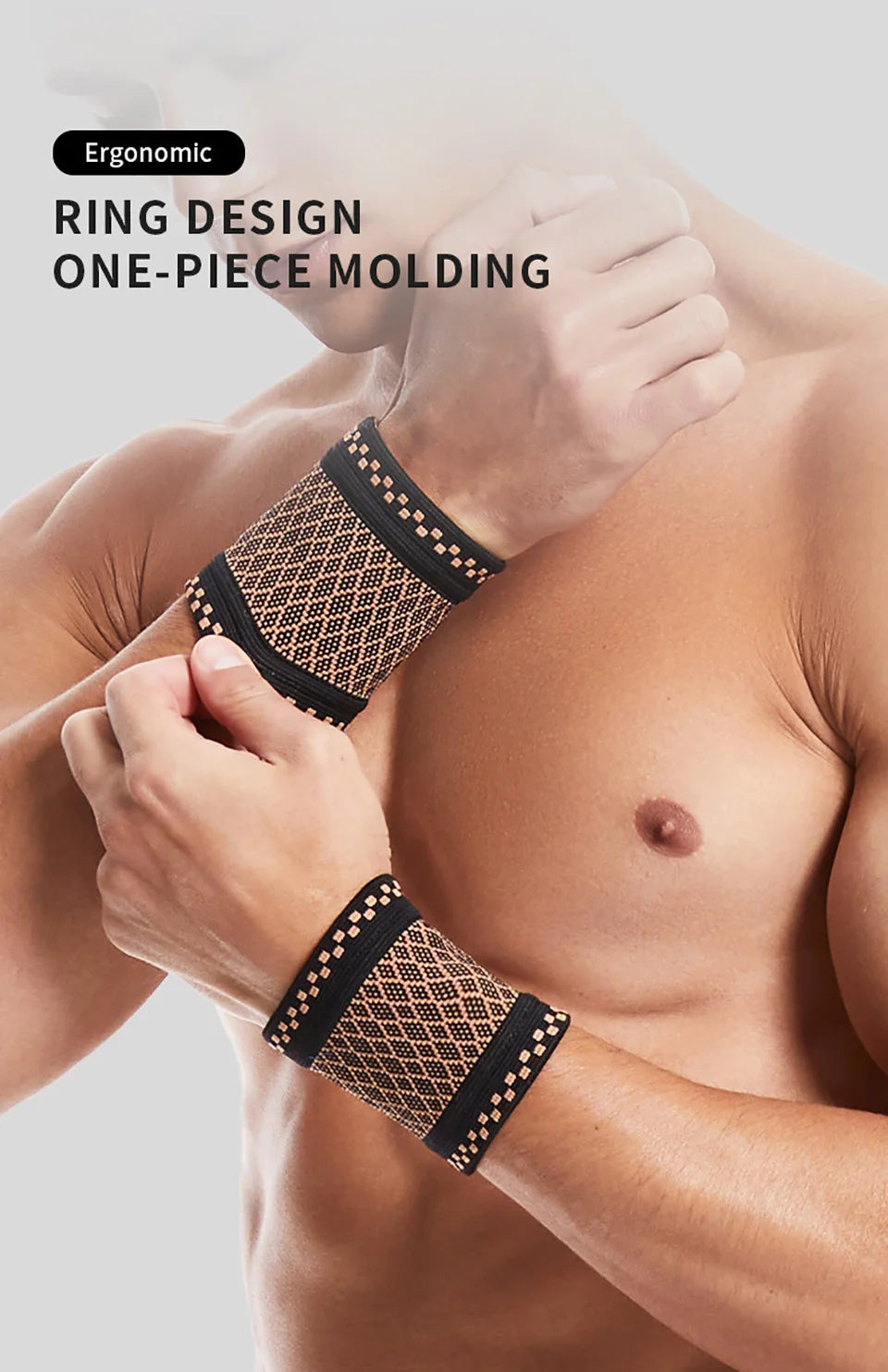 1Pair Copper Fiber Sports Wrist Support Sweat-Absorbent Breathable Knitted Nylon Wrist Brace Outdoor Sports Badminton Men Women