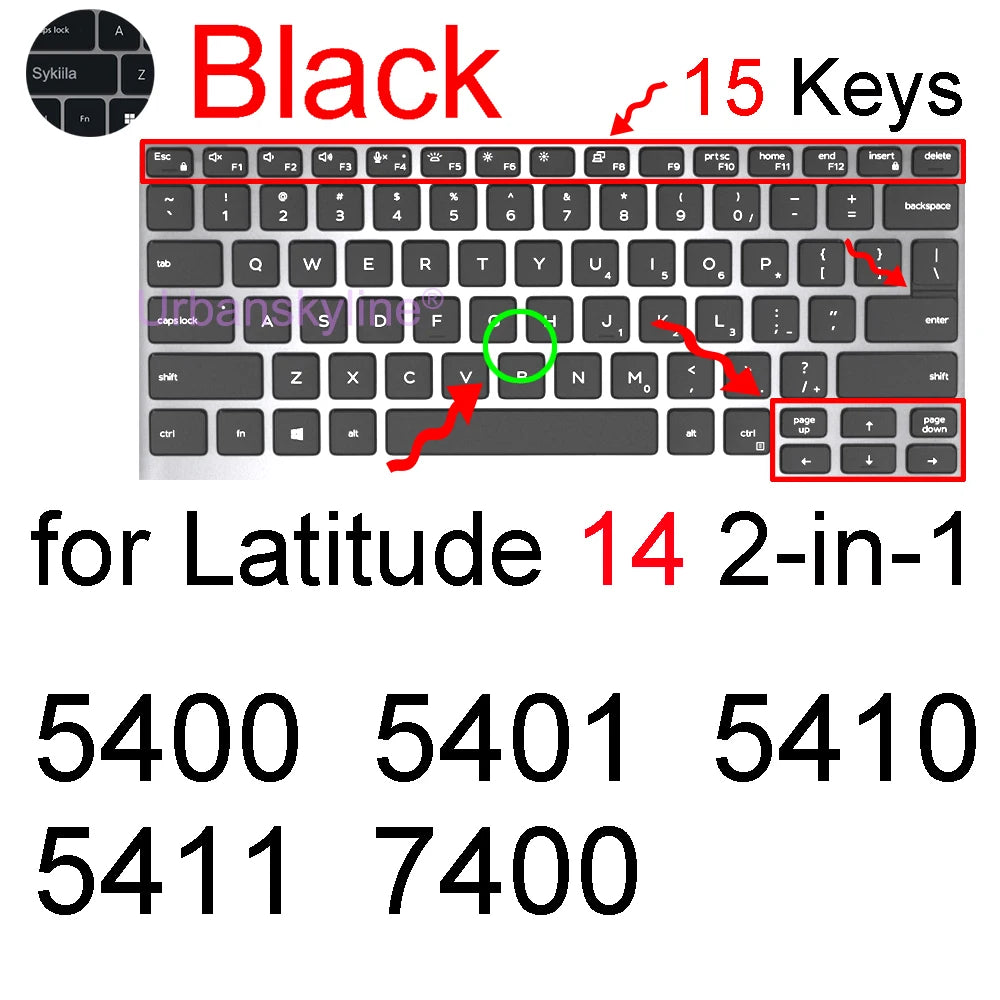 Keyboard Cover for Dell Latitude 14 7440 7450 7400 7404 7410 7414 7420 7424 7430 7480 7490 2 in 1 Silicone Protector Skin Case