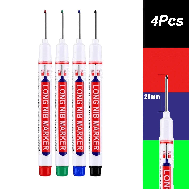 4-100Pcs 2cm Waterproof Long Head Markers Deep Hole Marker Pen for Metal Carpenter Red/Black/Blue/Green /White Woodworking Tools