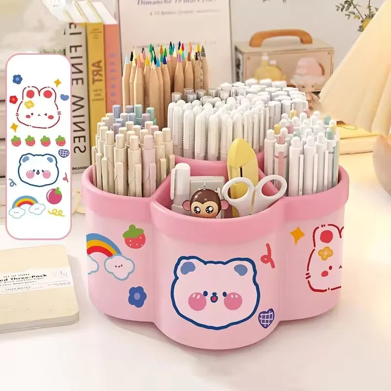 Large Capacity 360° Rotating Pen Holder Multifunctional Desktop Organizer for Stationery  Storage Box Multiple Office Supplies