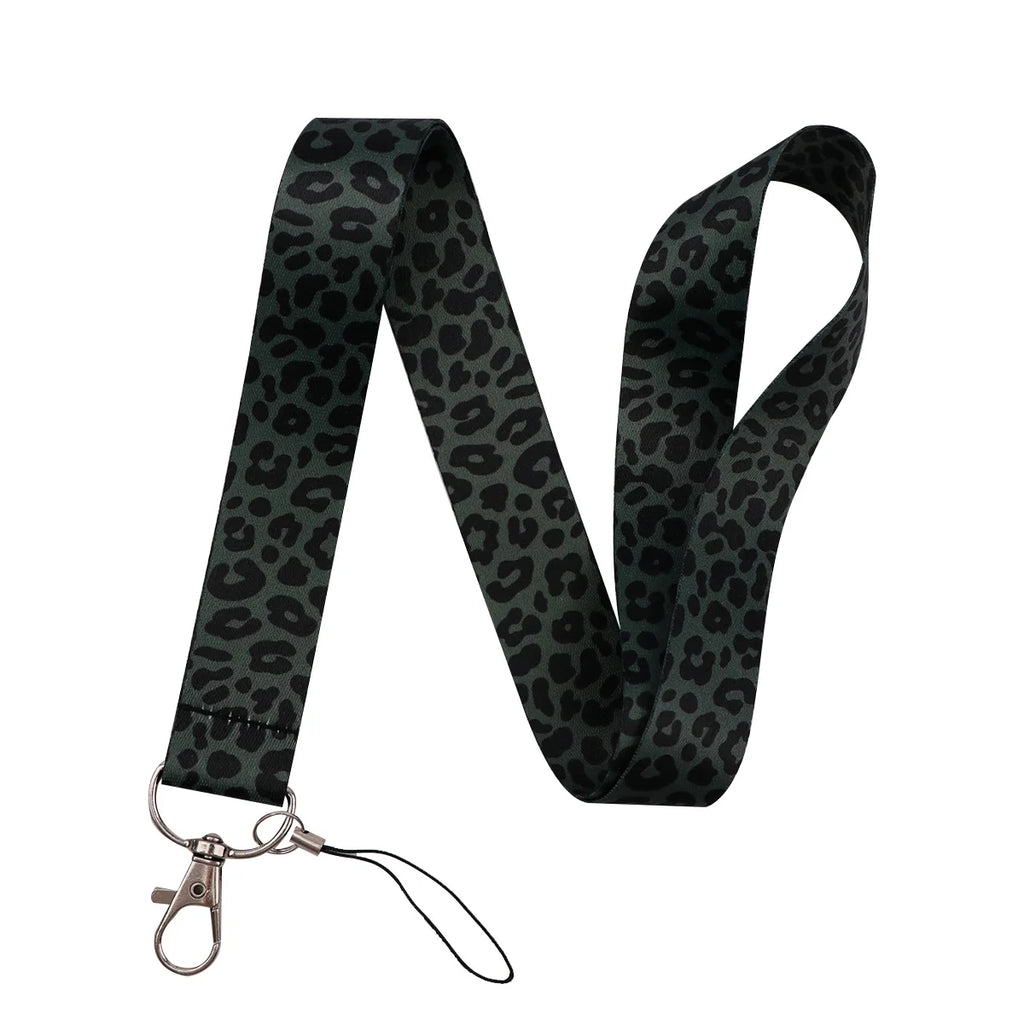 Gray Leopard Print Fashion Lanyard for Key Neck Strap Lanyard Card ID Badge Holder Key Chain Key Holder Keyring Accessories Gift