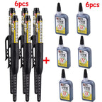 1-6Pcs 45mm Waterproof Long Head Nib Deep Hole Markers Pen Tile Carpenter Pen Multi-purpose for Woodworking Black/Blue/Red Ink