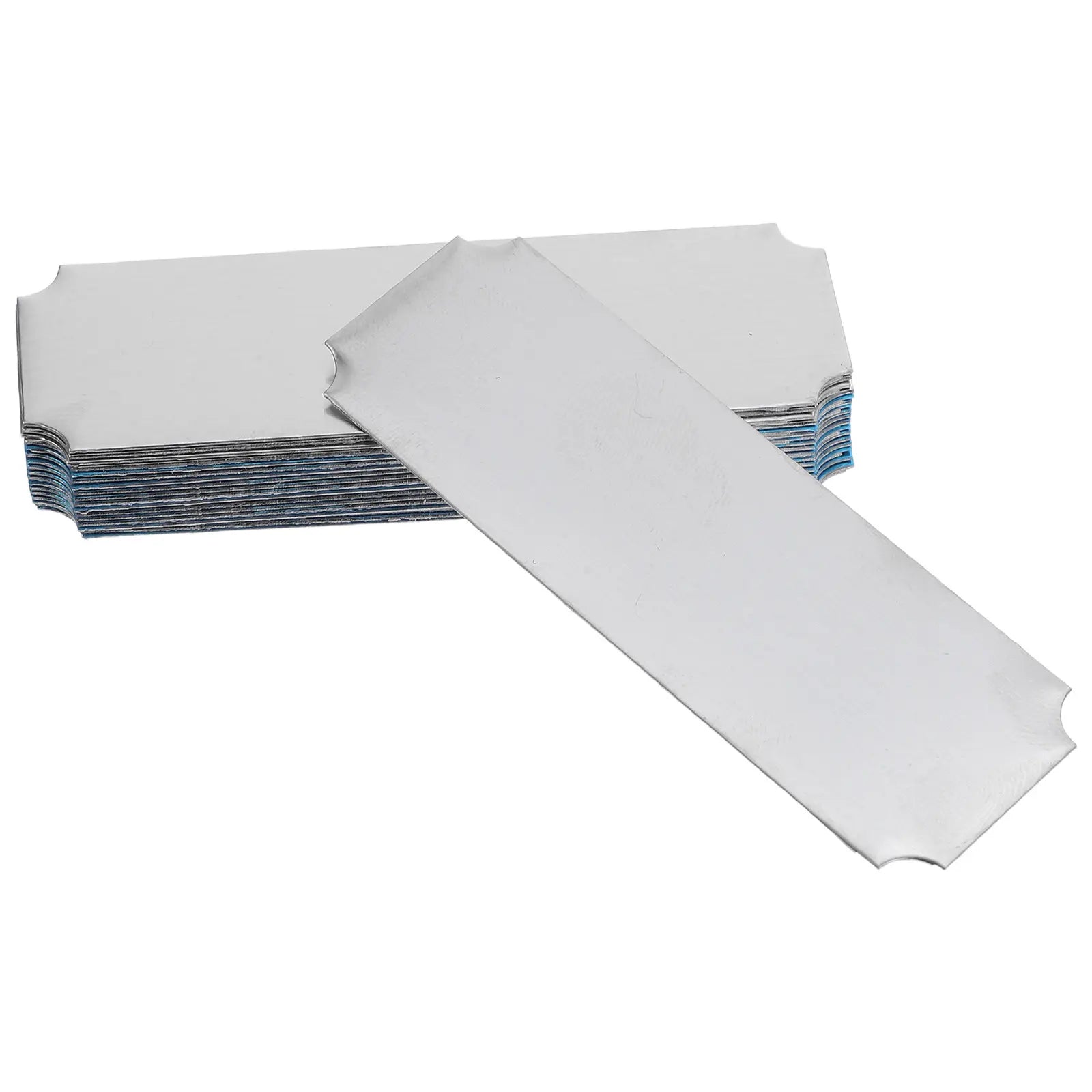 20Pcs Rectangular Stainless Steel Nameplate Blanks Metal Id Cards for Office Classroom Events Self Adhesive Name Badges Stamping