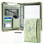 A4 Zippered Portfolio Organizer with 3-Ring Binder, Tablet Sleeve, Card Slots, Phone Pocket and Memo Pad