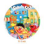 Cartoon SEsame-Streets Birthday Party Set Supplies Kids Disposable Tableware Balloon Cake Topper Banner Plates Decoration