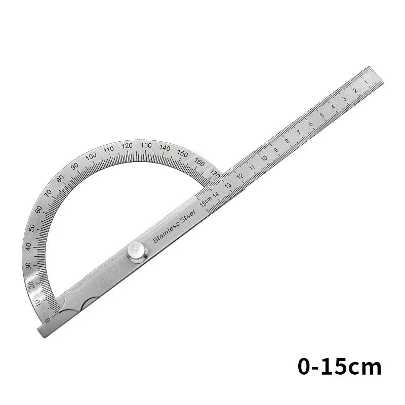 10/15cmStainless Steel Protractor Woodworking Angle Ruler 0-180° Angle Measuring Tool for Woodworking/Industry 1pc