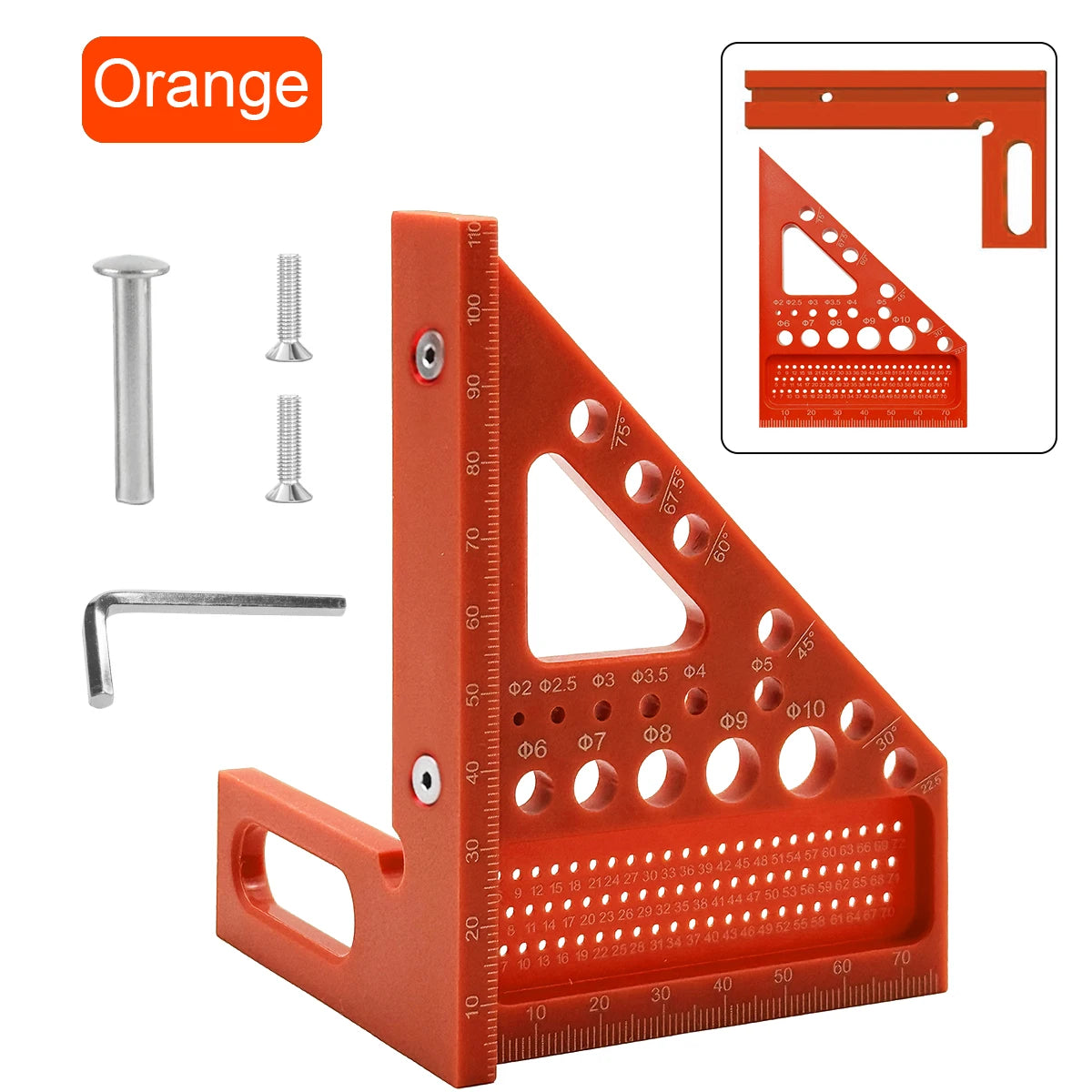 ABS Multi-Angle Measuring Mini Ruler, 45/90 Degree Woodworking Square Protractor, Miter Triangle Ruler Layout Measuring Tool