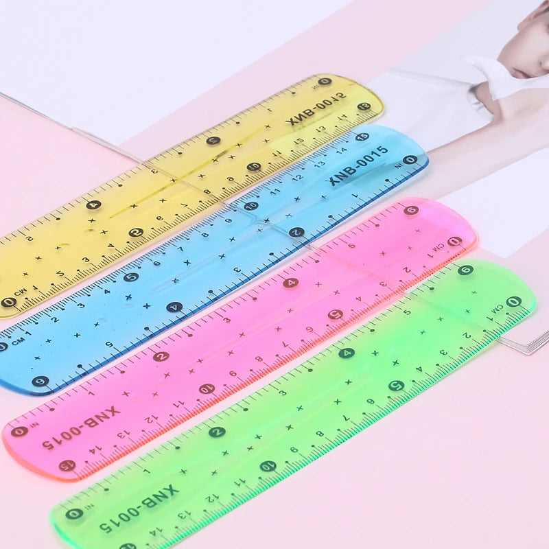 15cm Multicolor Flexible Soft Ruler Transparent Stationery Measuring Drawing Tool Teacher Educational Classroom Props QXNF