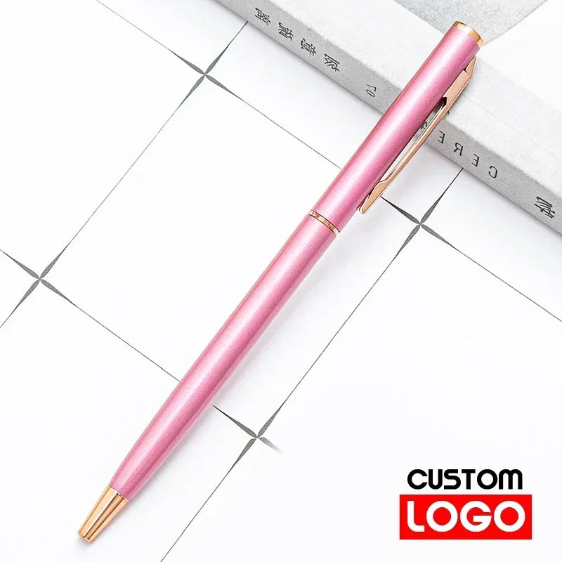 New Metal Ballpoint Pen Rose Gold Pen Custom Logo Advertising Ballpoint Pen  Lettering Engraved Name School&office Supplies