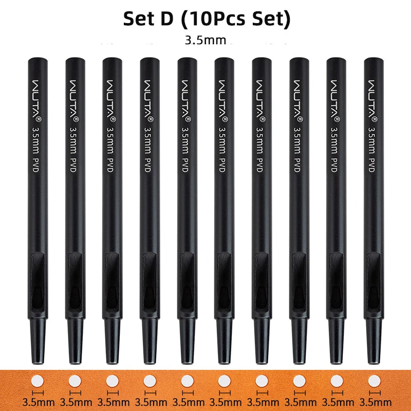WUTA 1-10pcs Plating Titanium Leather Hole Punching Tools Set Round Hollow Puncher DIY Leather Craft for Watch Band,Belt,Fabric