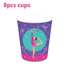 Gymnastics Disposable Tableware Cupcake Holder Plates Napkins TableCloth Banner For Birthday Party Dinnerware Party Supplies
