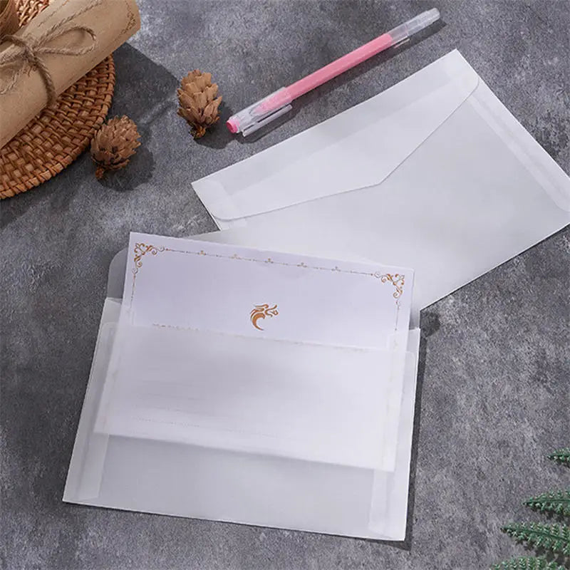 50Pcs/Pack Simple Semi-Transparent Vellum Paper Envelopes Matte Frosted for Postcards Greeting Cards Wedding Invitations