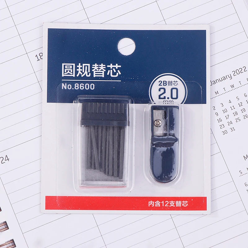 1 Set Mine Compas Pointer Sharpener Pencil Lead Stationery Compass Core With 2mm Manual Office Portable Storage