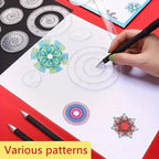 22-Pc Gear Drawing Ruler Set for Intricate Designs on Black Paper, with Stencils & Marker, Durable PC
