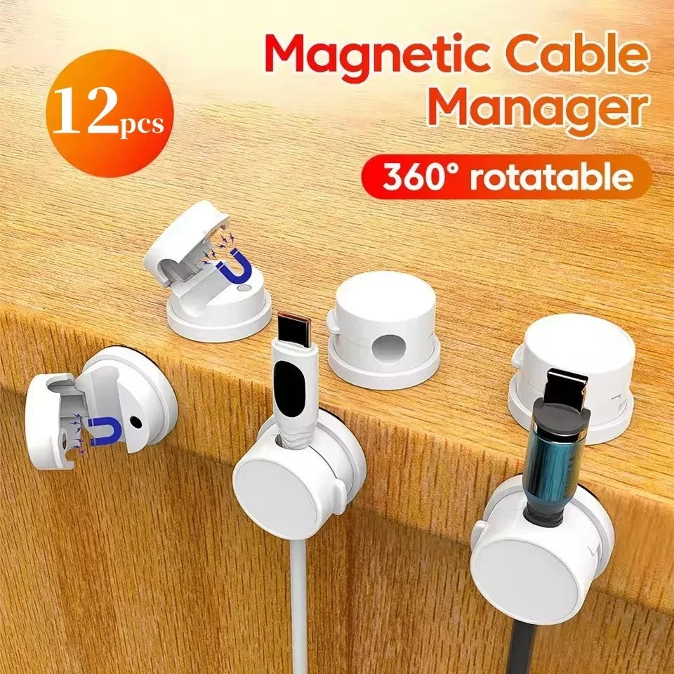360 Rotation Magnetic Cable Clip Cable Organizer Holder Adhesive Wire Keeper Management USB Charging Line Winder For Home Office