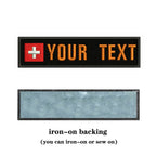 Swiss Flag Switzerland 10X2.5cm Embroidery Custom Name Text Patch Stripes Badge Iron On Or  Patches