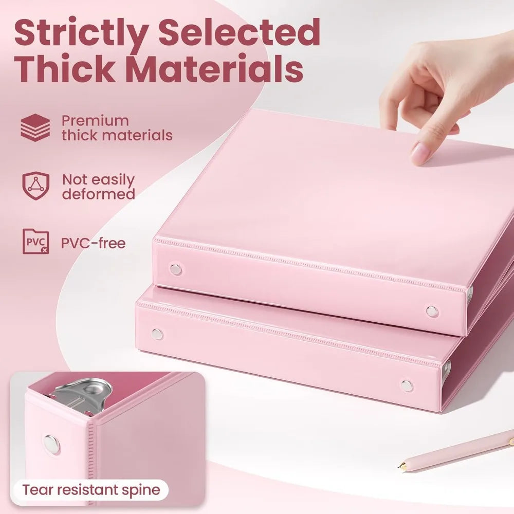 3 Ring Binder 1 Inch 2 Pack, Clear View Binder Three Ring PVC-Free (Fit 8.5x11 Inches) for School or Office Supplies