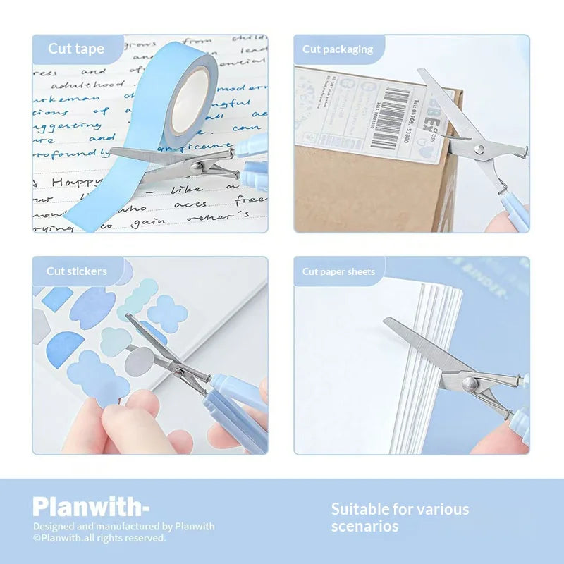 Planwith Stainless Steel Mini Folding Scissors Portable Creative Pen-Style Design DIY Paper-Cutting Art Tool School Office Supp