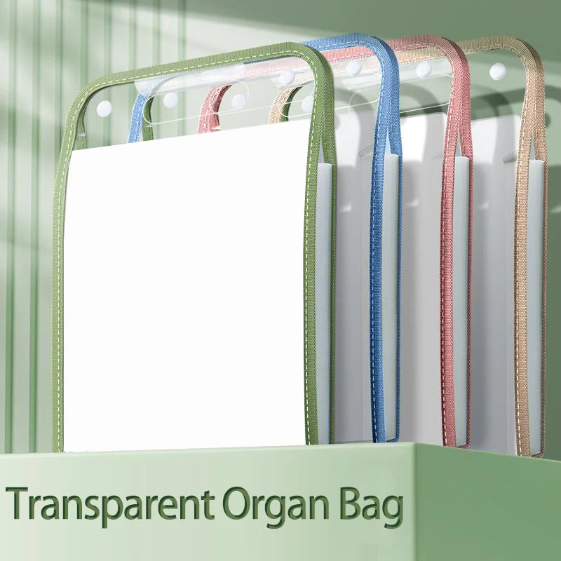 1PC A4 Size Portable Vertical Organizer Bag - 13-Pocket Accordion Folders Plastic Expanding File for Student Test Paper
