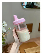500/800ML Large-capacity Straw Cup, Food-grade Transparent PP Material,Portable Ins Style Water Cup, Juice Milk Tea Cup