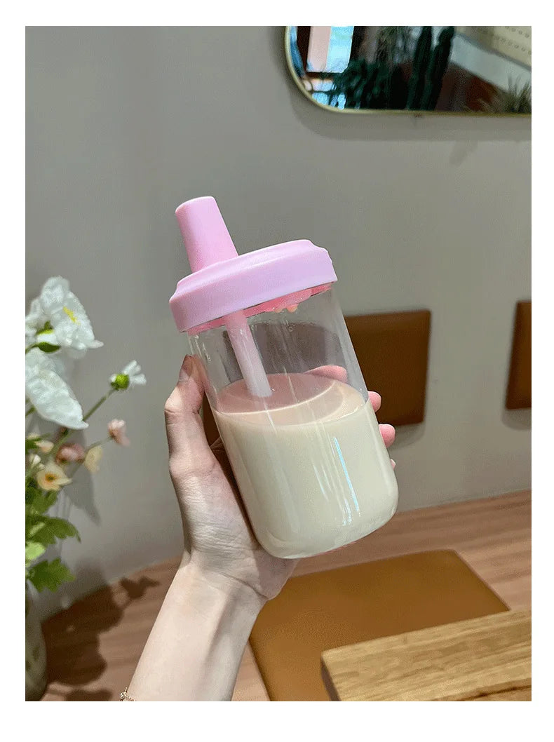 500/800ML Large-capacity Straw Cup, Food-grade Transparent PP Material,Portable Ins Style Water Cup, Juice Milk Tea Cup