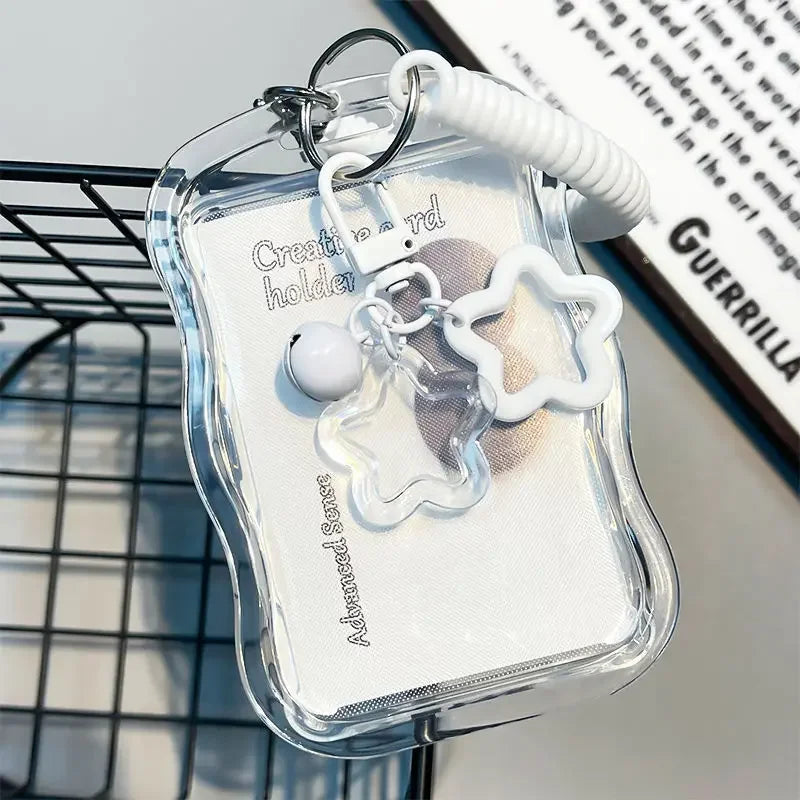 Cute  Photocard Keychain Case - Clear PVC Card Holder with Key Ring for Backpack, Protective Display Sleeve for Idol Photo, Gift for Fans Collectors