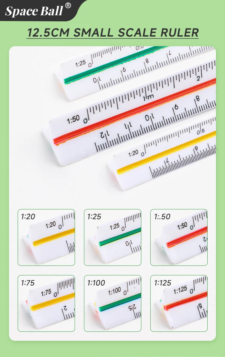Space Ball Multi-functional Triangular Ruler Student Stationery 12.5/30cm Drafting Tool Scale Ruler Architect Technical Ruler
