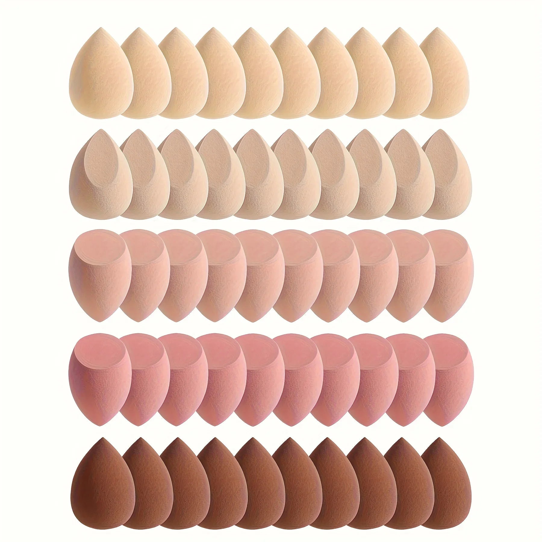 10/20/30PCS Mini Makeup Sponges Set - Blending Sponge for Blush, Contour, Powder & Liquid Foundation, Dry/Wet Use, Light Beige