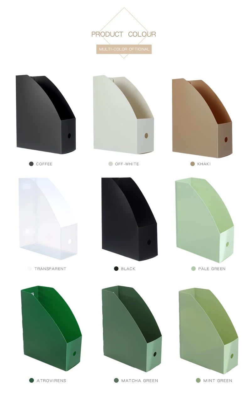 Simple Foldable Office Desktop File Storage Vertical A4 Folder With Inserts Box Large Capacity 9 Color Choices