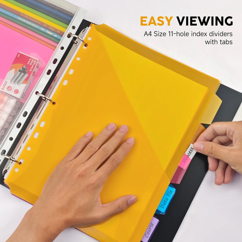 EAGLE 3-Ring Binder A4 Size with 5 Index Dividers & Custom Labels, Professional Presentation Folder for Office School Organizer