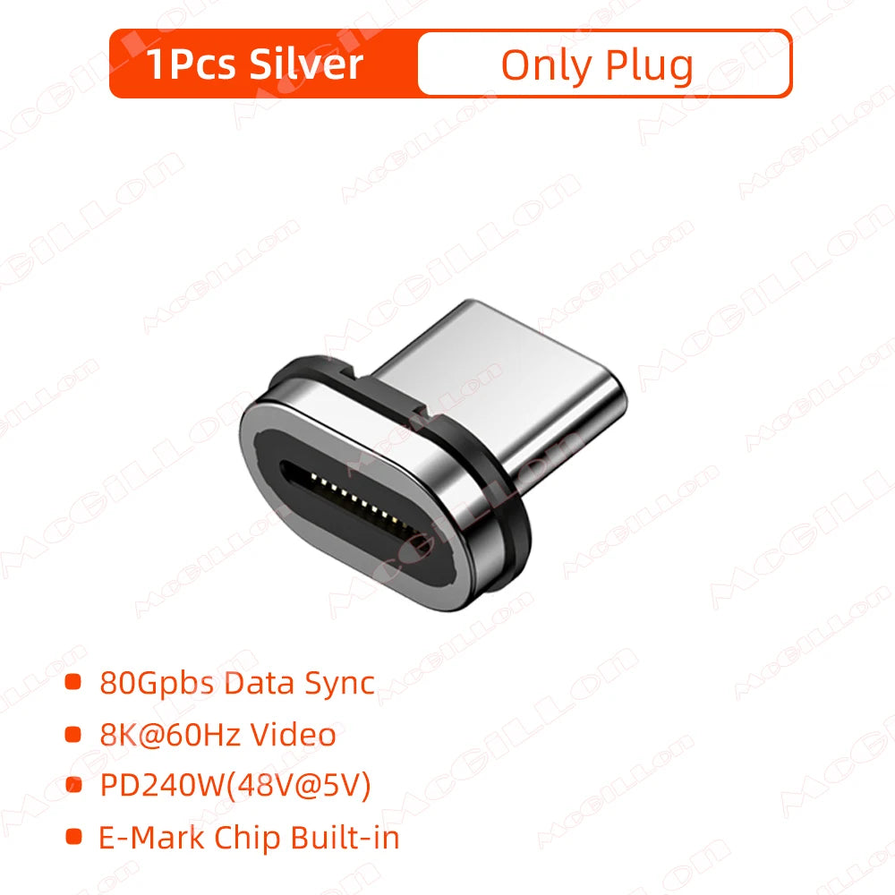Mini USB4 80Gbps 240W Thunderbolt5/4 Magnetic Adapter USB C To Type C Fast Charge Magnet Converter Cable 8K@60Hz Type C Adapter